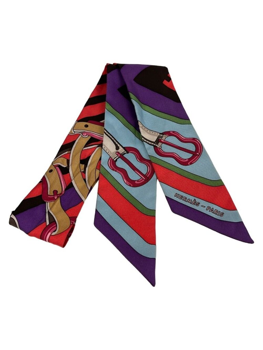Hermes Scarf Twilly Pink Multi Ribbon